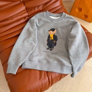Ralph Lauren Gray Crewneck Sweater with Bear Design